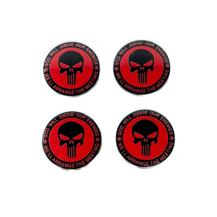 Set 4 embleme stickere Craniu autoadezive Maf, aluminiu, 56mm, rosu