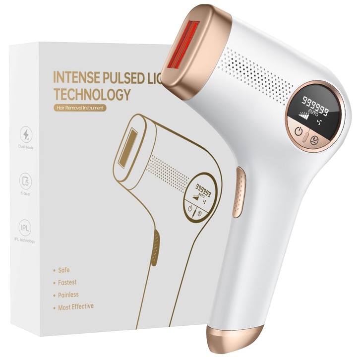 Blissky IPL епилатор, 600Nm-1200Nm, 5 нива на енергия, за мъже и жени, бял
