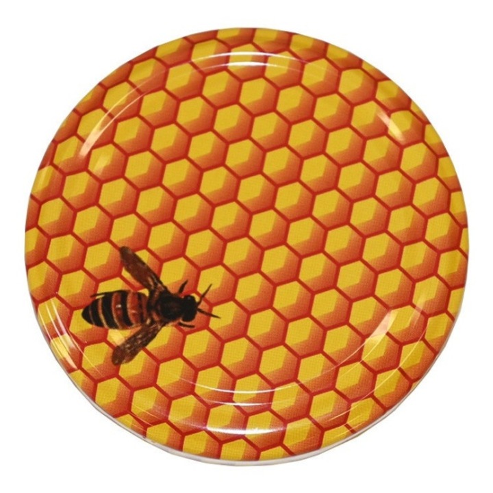 Capac Borcan 720 ml Model Fagure cu Albina – Diametru 82 mm, pachet 50 bucati