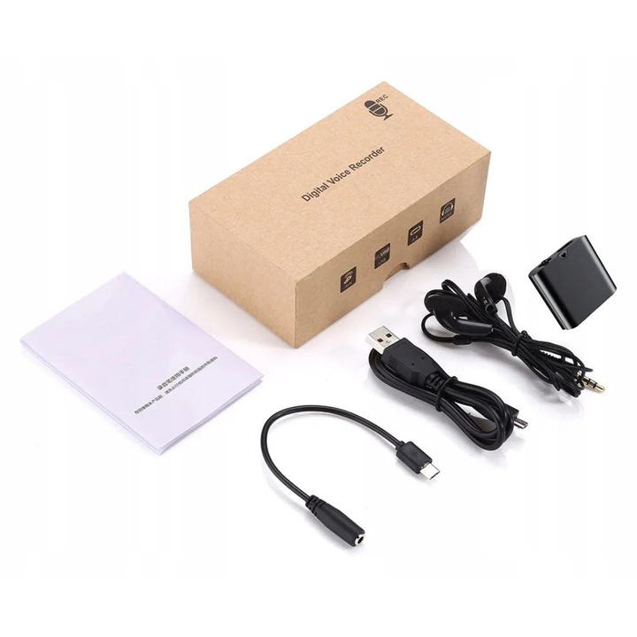 Професионален комплект за запис на глас 32GB Q63, Jnn, Q63, 1.5 см x 1.5 см x 10 см, качество на запис до 1536 Kb/S, аудио запис до 25 часа с батерия, вградена батерия, функция за запис с разпознаване на звук, черен