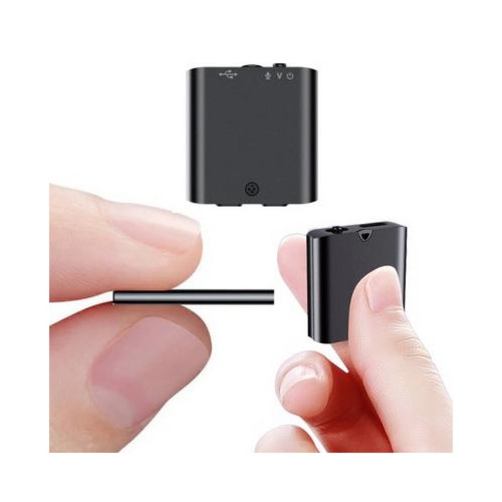 Професионален комплект за запис на глас 32GB Q63, Jnn, Q63, 1.5 см x 1.5 см x 10 см, качество на запис до 1536 Kb/S, аудио запис до 25 часа с батерия, вградена батерия, функция за запис с разпознаване на звук, черен