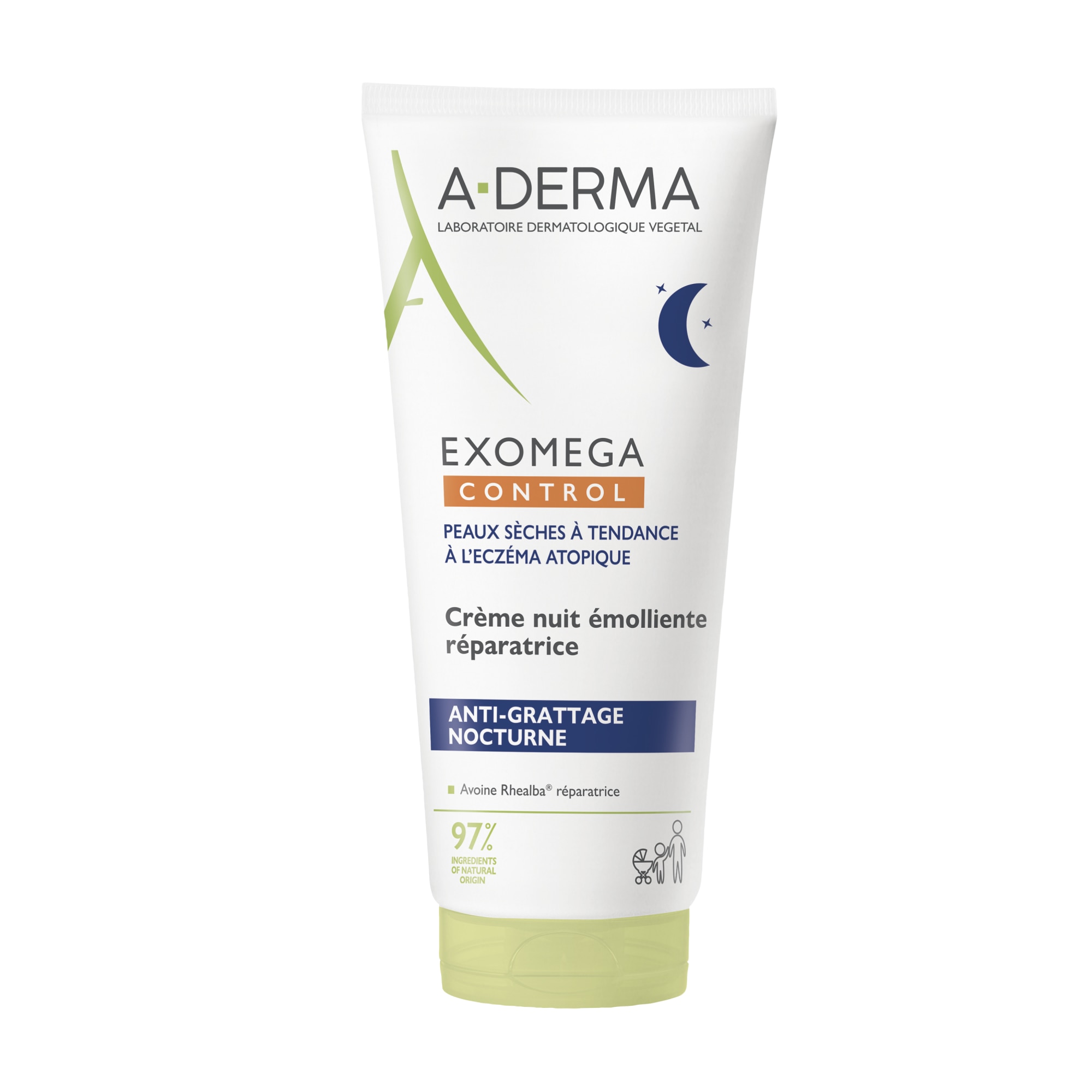 Crema de noapte emolienta reparatoare, piele uscata, atopica Exomega Control, A-Derma, 200 ml