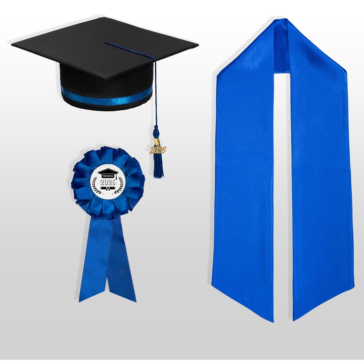 Set Absolvire – Toca, Esarfa si Cocarda, Albastru, Nepersonalizat, Ceremonie / Serbare, Sfarsit de An, Liceu, Facultate