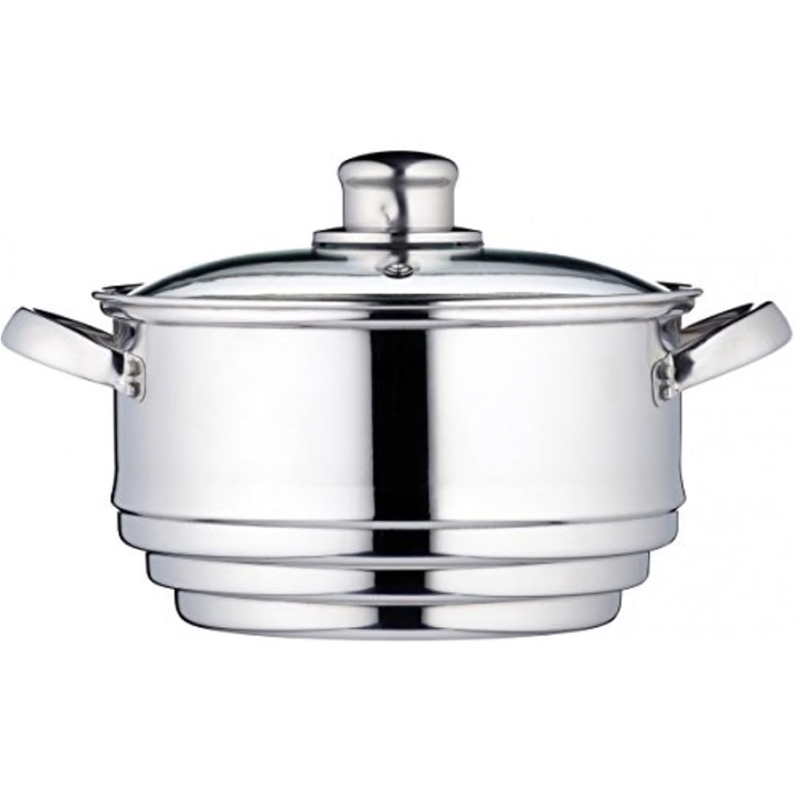 Aparat De Gatit La Abur Cu 3 Niveluri Kitchencraft, Insert Universal Pentru Gatit La Abur, Otel Inoxidabil, Compatibil Cu Oale Cu Latimea De 16, 18 Si 20 Cm, Argintiu
