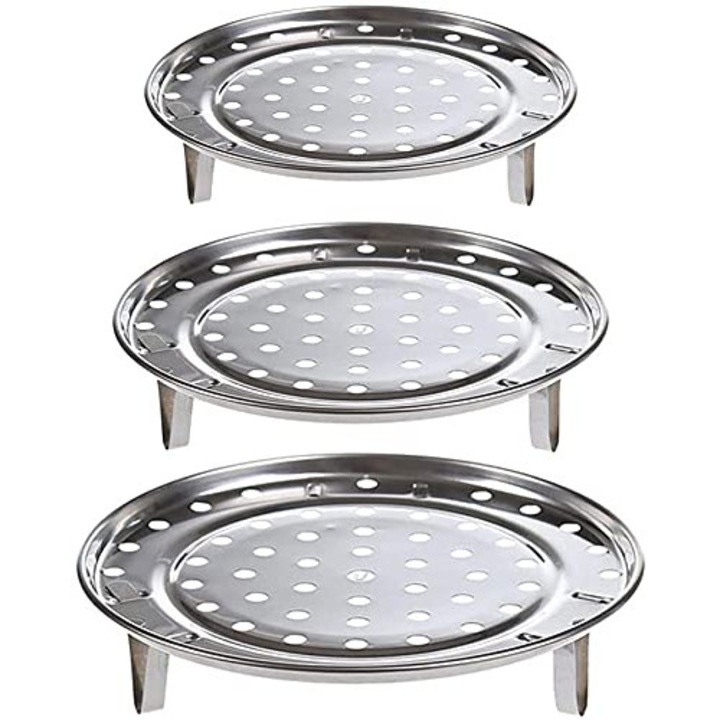 Latrat Aparat De Gatit La Abur Pentru Legume Cu Insertie De Gatit La Abur Din Otel Inoxidabil, 3 Bucati Suport Pentru Gatit La Abur Din Otel Inoxidabil, Raft Pentru Abur, Raft Pentru Streamer, Tava Pentru Abur Pentru Acasa, Bucatarie, Restaurant