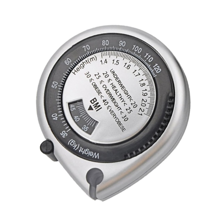 Ruleta de masurare pentru corp, pentru BMI, material ABS si PVC, portabil, usor de utilizat