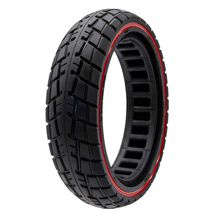 Anvelopă solidă Ewheel, 8.5x2-6.1, negru cu linie roșie, pentru trotinete electrice, off-road