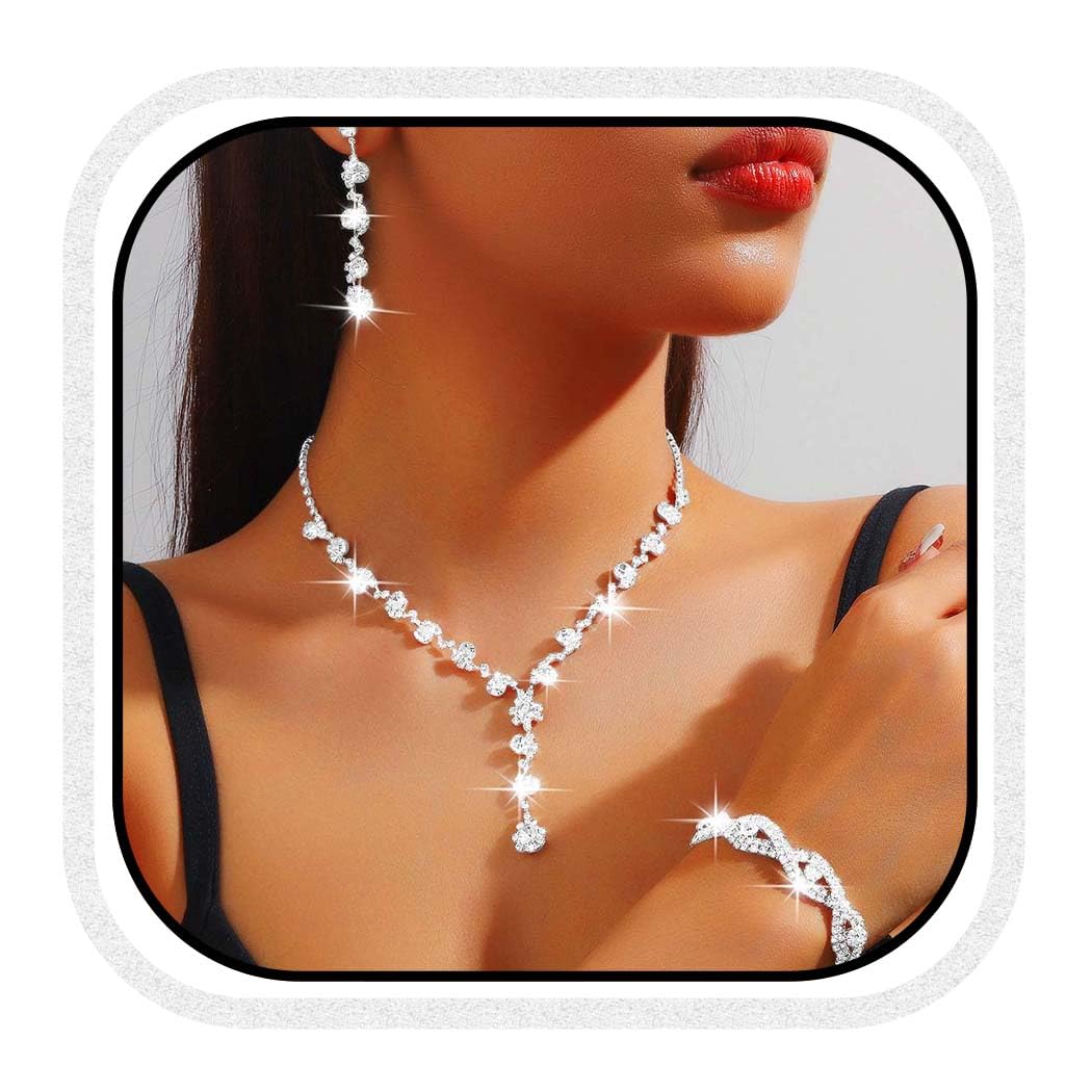 アクセサリー ReiRei Set bijuterii mireasă, Reaky, colier cu strasuri, 3 piese