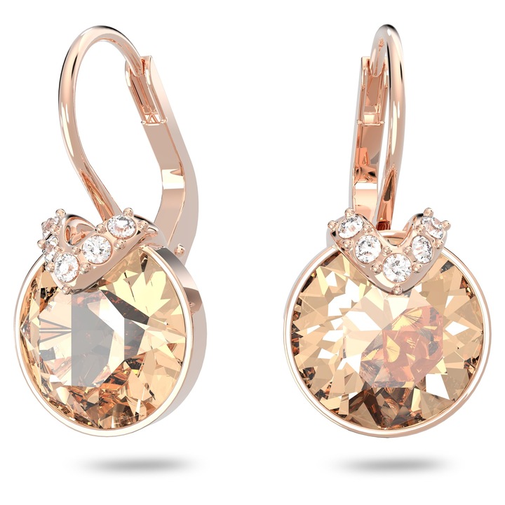 Cercei Swarovski Bella V, rotunzi, aurii, placati cu aur roz