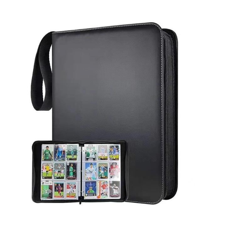 Kártyaalbum, 900 zsebes, 33x27x4cm, cipzáras kivitel, fekete