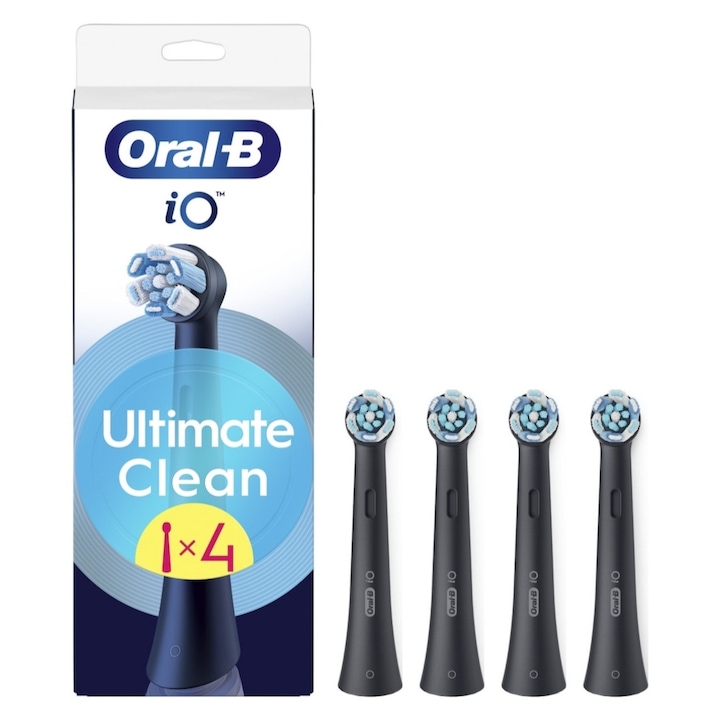 Rezerve periuta de dinti electrica Oral-B iO Ultimate Clean, compatibile doar cu seria iO, Negru, 4 buc