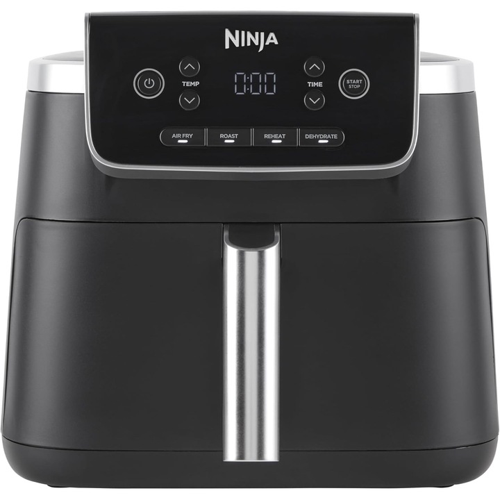 Фритюрник Ninja Pro, 4,7 л, единична кошница, 4 в 1, 1-2 порции, дигитален, фризер, чекмедже с незалепващо покритие и кошница за зеленчуци, черен AF140Eu