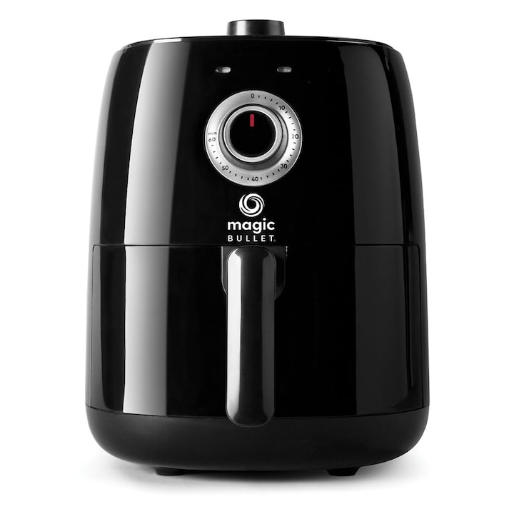 Фритюрник Magic Bullet с горещ въздух, капацитет 2,5 л, температура 80°-200°, фритюрник без олио, 1300 W, компактен фритюрник с горещ въздух, черен, Mba021B