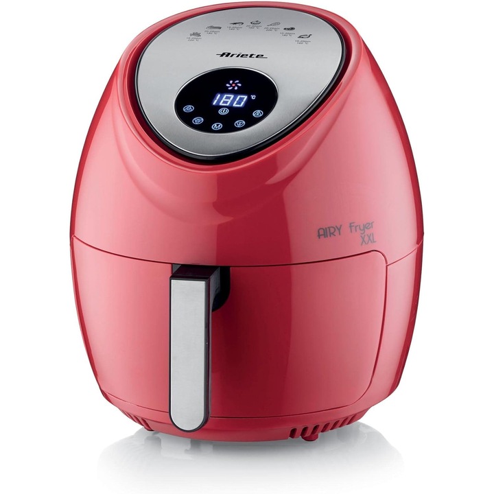 Friteuza Cu Aer Cald Ariete Airy Fryer Xxl 4618, 7 Litri, Cronometru De 60 De Minute, Lcd Si Ecran Tactil Cu 7 Niveluri De Gatire, Temperatura Maxima 200°C, Capacitate 2, 5 Kg, 1800 W, Rosu