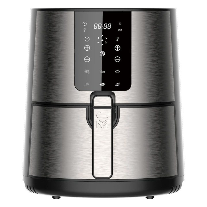 Фритюрник, Masterpro Rocket 360, без олио за пържене, вместимост 3,6 л и мощност 1500 W, LED сензорен екран и незалепваща кошница, фритюрник с горещ въздух, регулируема температура 80-200ºC