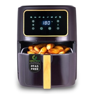 LEHMANN Heteluchtfriteuse, 8 liter, 1800 W, Air Fryer met kijkvenster, temperatuurregeling tot 200 °C, 12 programma's, timer, antiaanbaklaag, grillen, bakken en frituren met Air Fry-technologie