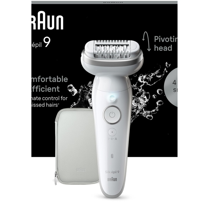 Епилатор Braun Silk-Epil 9, въртяща се глава, бял, за суха кожа