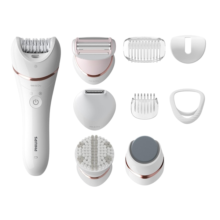 Комплект епилатори Philips Beauty Series 9000, многофункционален, безжичен, 12 аксесоара