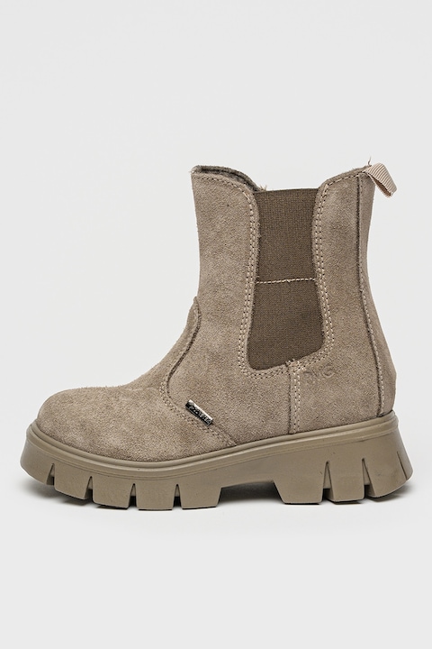 Primigi, Ghete Chelsea impermeabile de piele intoarsa cu tehinologi Gore-Tex, Maro taupe