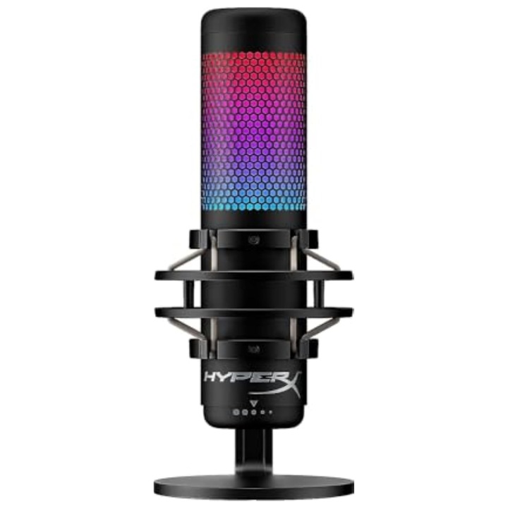 HyperX Quadcast S számítógép mikrofon, USB, kardioid, RGB, rezgésálló