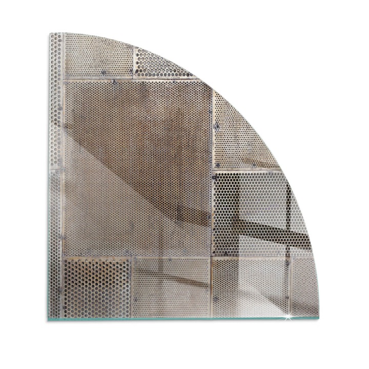 Placa de sticla pentru semineu, Tulup, Model din tabla perforata, Bej, 1/4 100x100 cm, 010010780070000019144