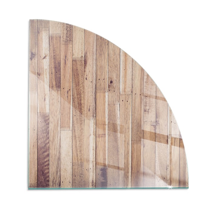 Placa de sticla pentru semineu, Tulup, Placa de lemn in aranjare, Maro, 1/4 100x100 cm, 010010780070000019920