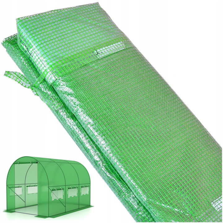 Folie tunel pentru gradina 2x3,5m, verde, 6 feronerie cu plasa, usor de montat