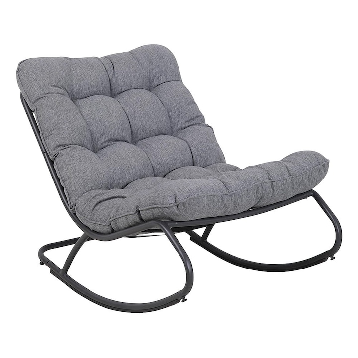 Градински люлеещ се стол Mirpol Vibe със сива възглавница