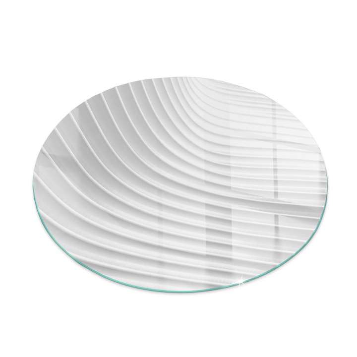 Tabla protectie podea semineu, Tulup, Valuri de linii delicate, Alb, fi80, Rotund, Cu imprimeu, Termorezistenta, Anti-Zgarieturi, 010010780140000006025