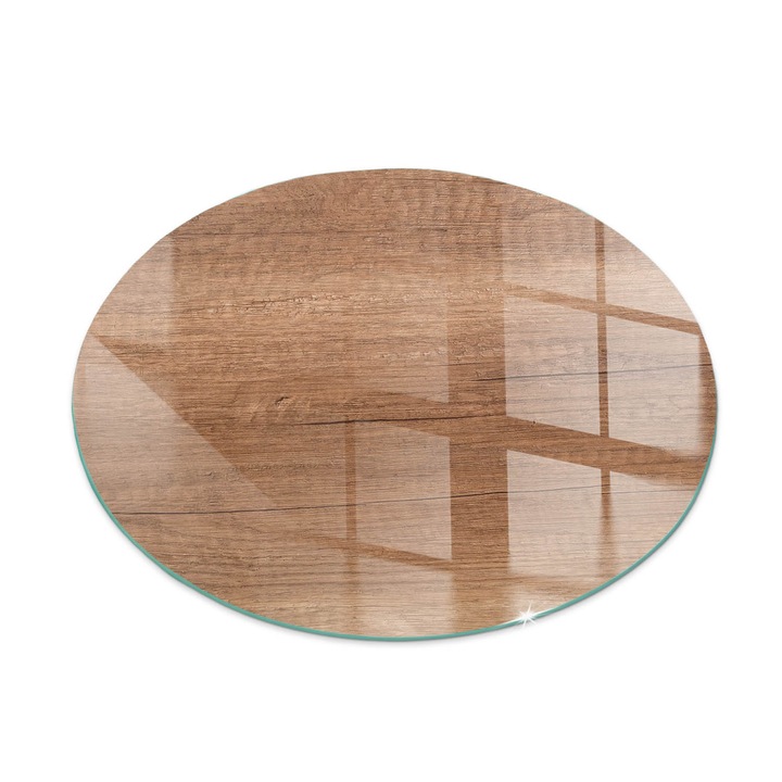 Tabla protectie podea semineu, Tulup, Model natural din lemn, Maro, fi100, Rotund, Cu imprimeu, Termorezistenta, Anti-Zgarieturi, 010010780160000007841