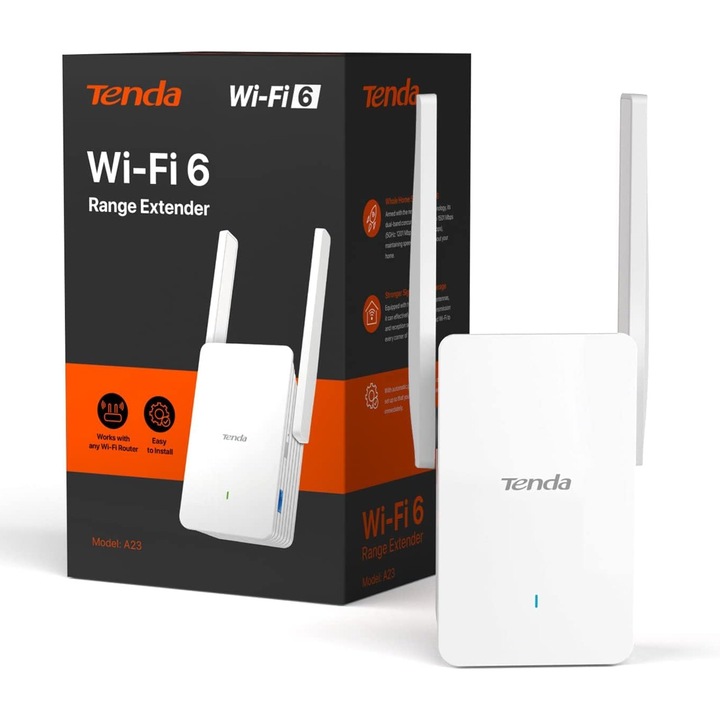 Tenda Extender A23 Wifi erősítő, 2402 Mbps, 2 db 5Dbi antenna, kétsávos