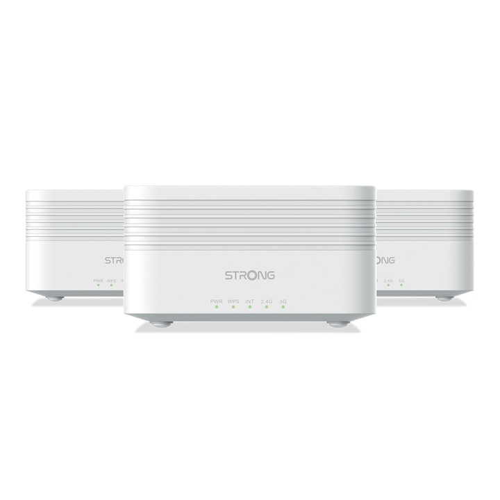 Strong 3X Gaming рутер Atria Mesh Kit, Wi-Fi 6, усилвател с покритие до 1050 м, бял