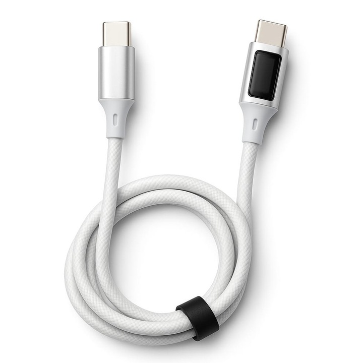 Cablu de Date, Type-C to Type-C, FAST CHARGING, 6A, 1000MM, AFISAJ NIVEL INCARCARE, SAFETY PROTECTION