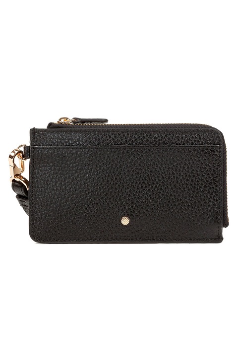 Geox, Portofel din piele cu bareta pentru incheietura, Negru