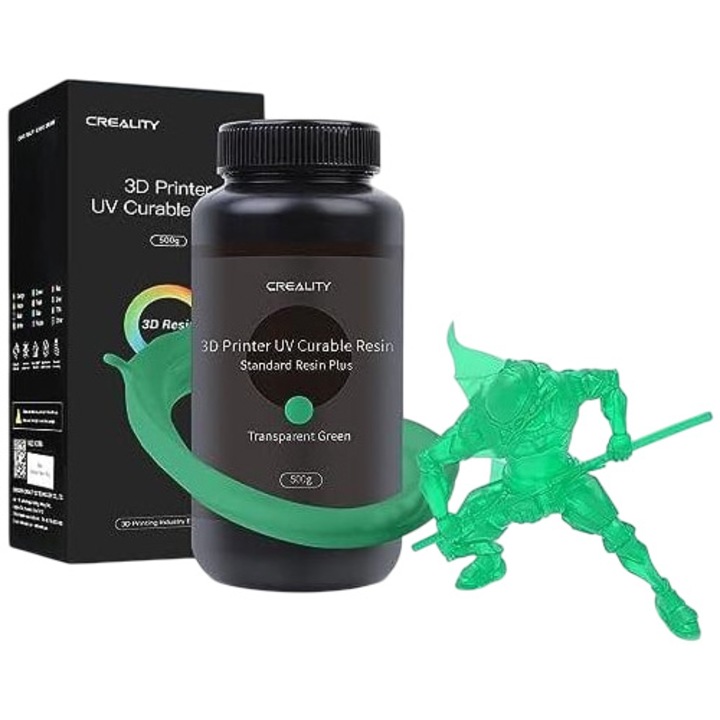 Creality Standard plus твърда фоточувствителна смола, 500 г, прозрачен зелен цвят, съвместима с 3D принтери с LCD технология