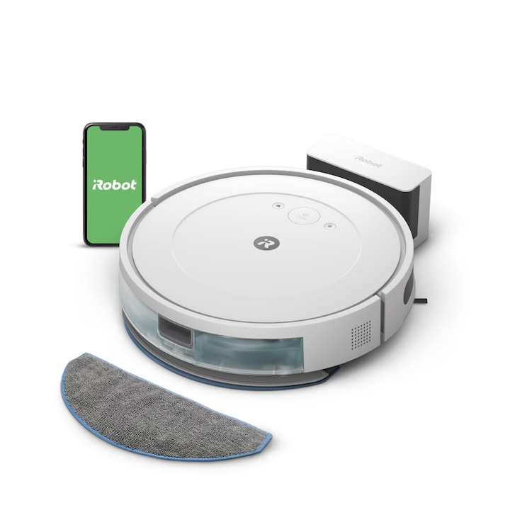 Робот прахосмукачка iRobot Roomba Combo Essential, бяла, 4 етапа на почистване, управление чрез приложение