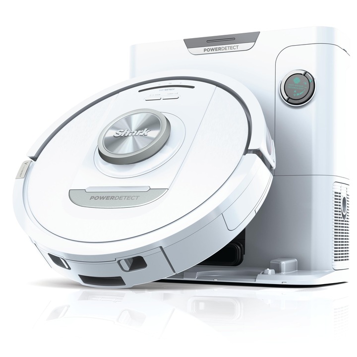 Aspirator robot Shark Powerdetect, autogolire, navigare 3D, alb/piatră