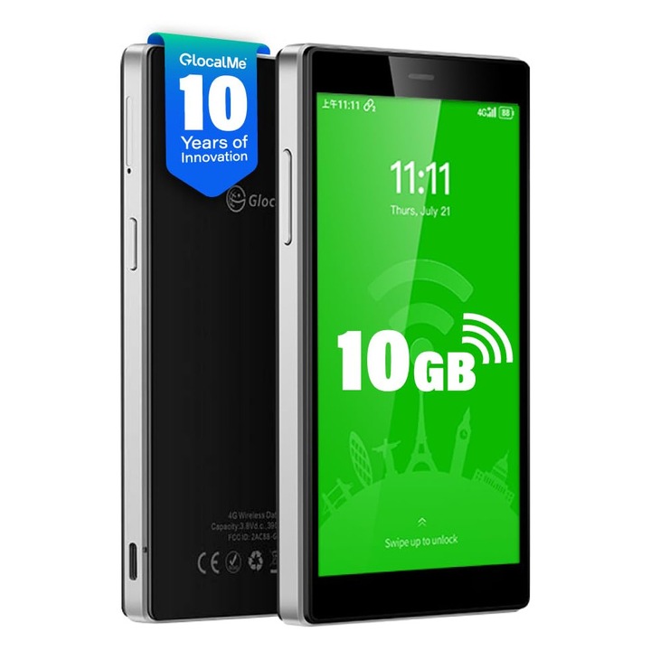 GlocalMe G4Pro mobil Wifi router, 4G LTE, 10 GB adat, 3900mAh, 12 óra üzemidő