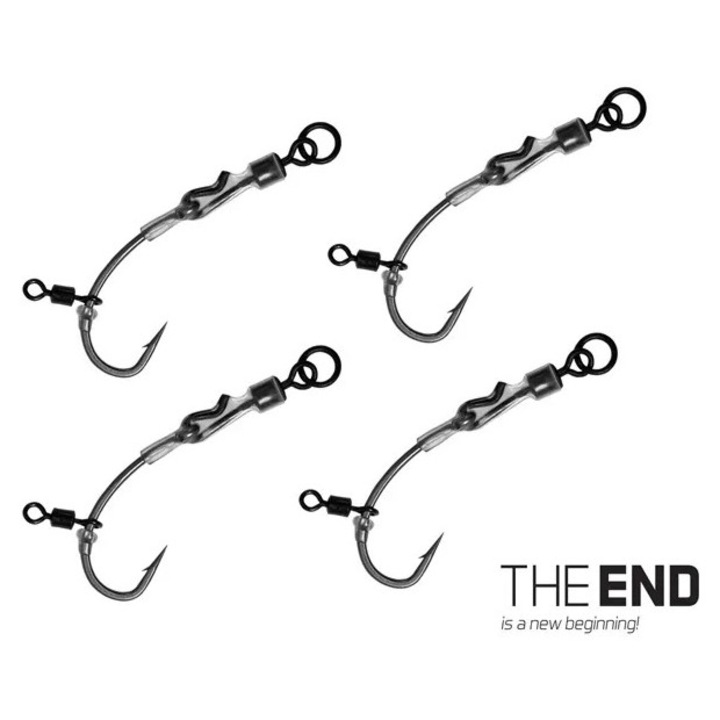 Въжета Ronnie Rig Delphin The End Rig, 4 броя/опаковка, налични размери. Кука, бързо завъртане с пръстен, въртящ се механизъм Ronnie