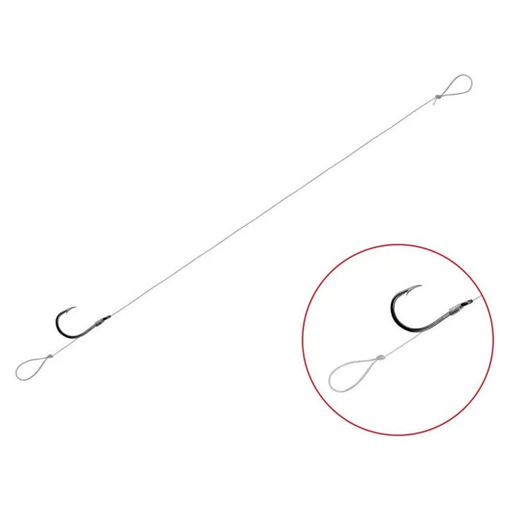 Monturi Feeder Delphin FLR Loop, Fluorocarbon 0.22mm, Carlig Delphin HKD CHINU #8, 8cm, 6 Buc/Plic