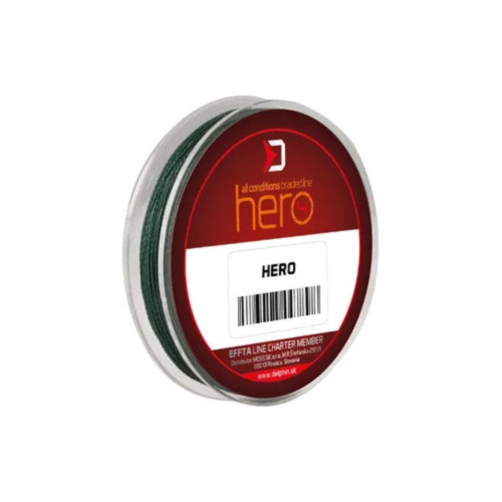 Delphin Hero Fir Textil Impletit, Verde, 15m, Diametru 0.25mm, Rezistenta 18-45lbs
