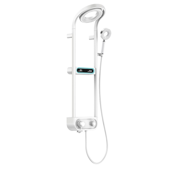 Set de dus digital Leziter Tropic cu mixer termostatic, alb