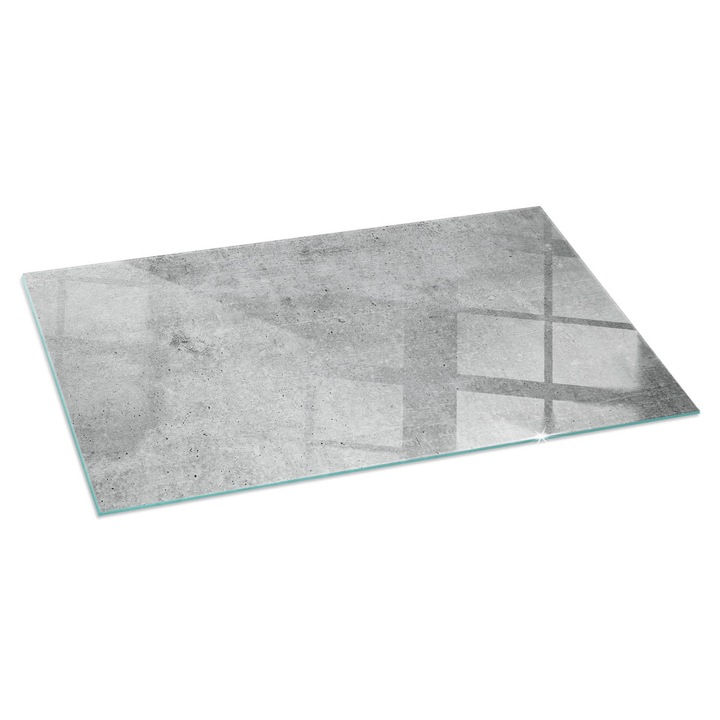 Tabla protectie podea semineu, Tulup, Textura de beton brut, Gri, 100x50 cm, Dreptunghiular, Cu imprimeu, Termorezistenta, Anti-Zgarieturi, 010010780170000019323