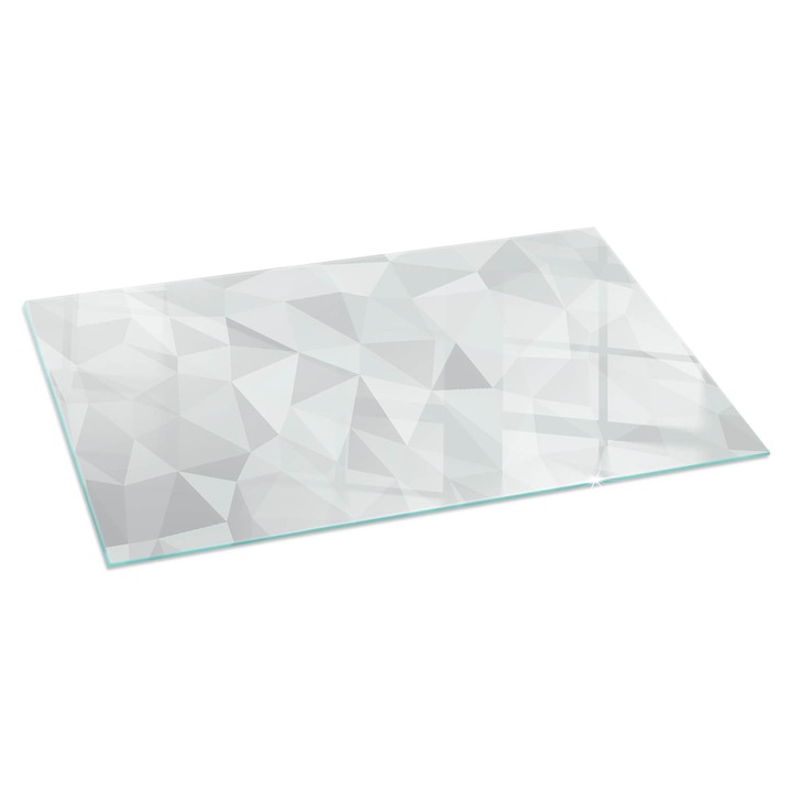 Tabla protectie podea semineu, Tulup, Model geometric abstract, Gri, 100x50 cm, Dreptunghiular, Cu imprimeu, Termorezistenta, Anti-Zgarieturi, 010010780170000056580