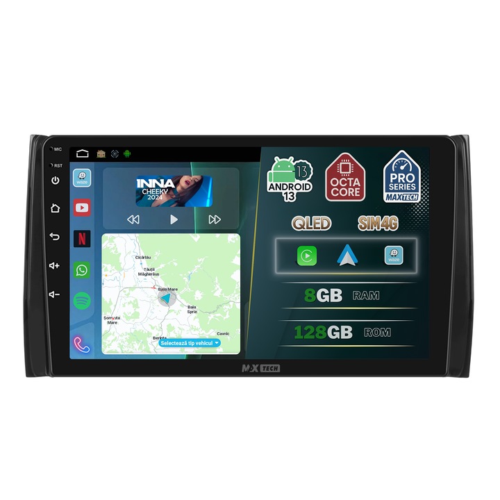 Navigatie Skoda Kodiaq / Karoq 2016-2019 dedicata, MaxTech® PRO SERIES, 8 GB Ram 128 GB Rom OctaCore, Carplay & Android auto, Ecran 10” HD Touch, SIM 4G, GPS, Wifi, Bluetooth, Radio, EQ, Waze