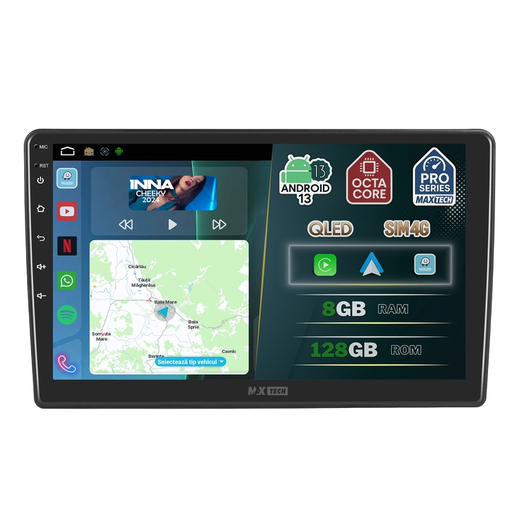 Навигация MaxTech PRO SERIES, За Citroen C5 2013-2016, 8 GB Ram 128 GB Rom OctaCore, Carplay и Android auto, 10" HD сензорен екран, SIM карта 4G, GPS, Wifi, Bluetooth, Радио, EQ, Waze