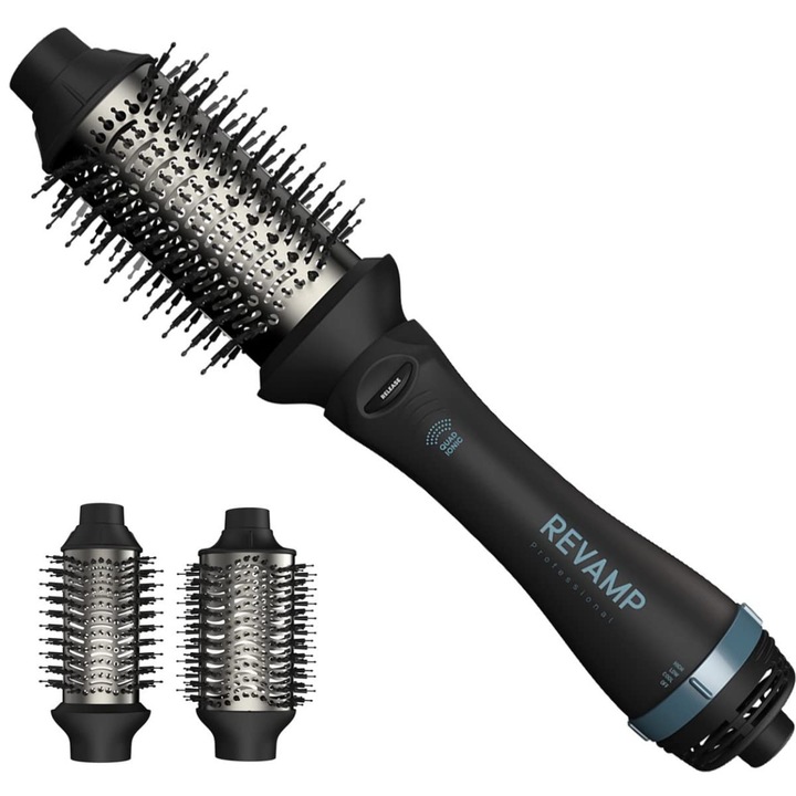 Perie de stilizare electrică Revamp Progloss 4 în 1 cu aer cald, 1000W, 2 accesorii, 2 setări de temperatură