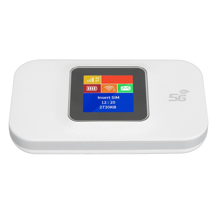 Hordozható 4G Wifi Router, Mobil Wifi Hotspot 1,44 hüvelykes színes kijelzővel és Micro SIM kártyahellyel telefonhoz, tablethez, laptophoz. (Fehér)