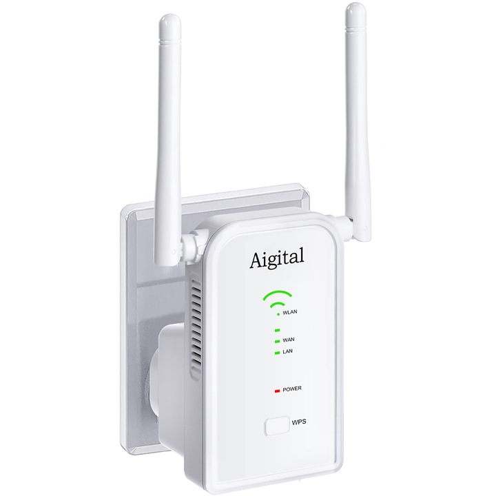 Aigital Wifi erősítő, 300Mbit/s jelerősítő, 2 antenna, Lan port