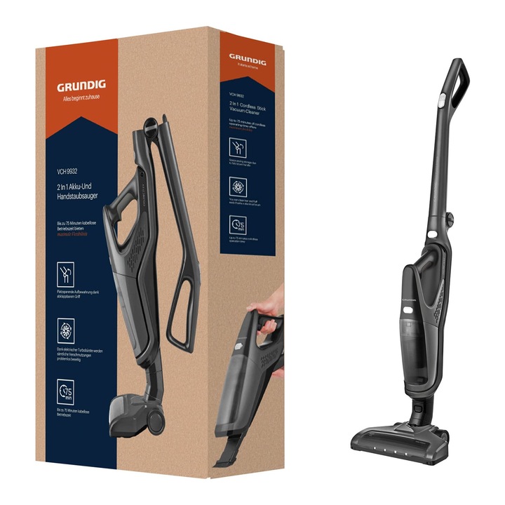 Aspirator vertical Grundig VCH 9932 2 în 1, baterie Li, antracit, 21, 6 V